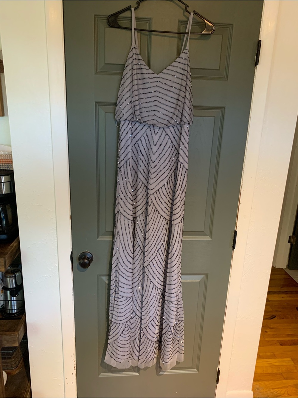 Adrianna Pappell Layered Beaded Spaghetti Strap Dress